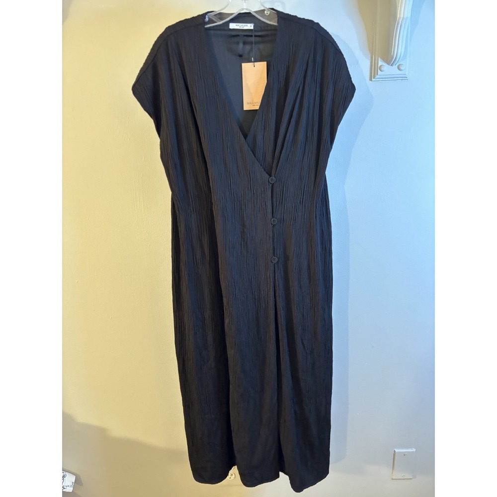 NWT MM. LAFLEUR Black Devlin Wrap‎ Dress Pleat Jersey 12 Career Office